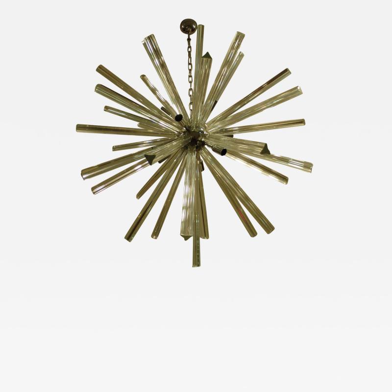  Venini Large Clear Murano Glass Starburst Chandelier Attributed to Venini