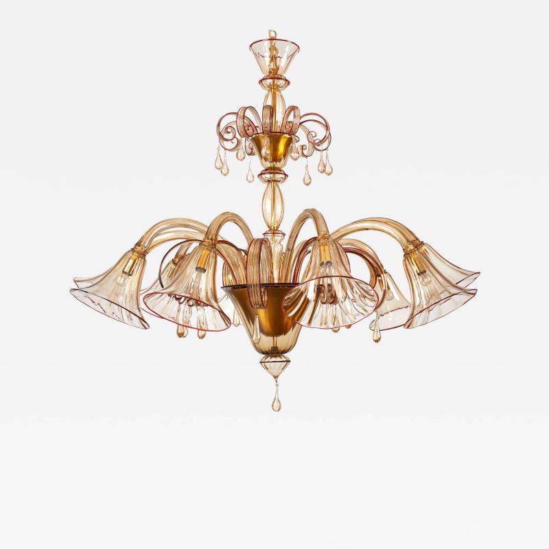  Venini Magnificent Murano Blown Glass Venini Chandelier 1920s