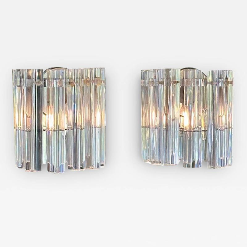  Venini Mid Century Venini Italian Crystal Sconces a Pair