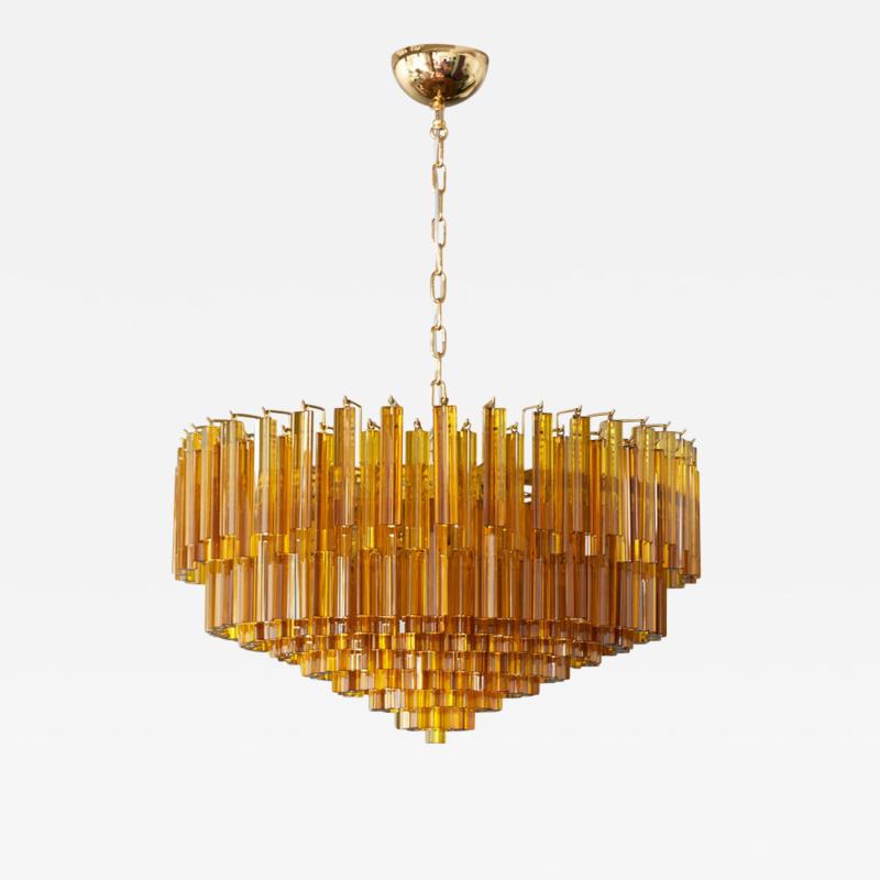  Venini Monumental Amber Murano Glass Chandelier or Flush Mount Attributed to Venini