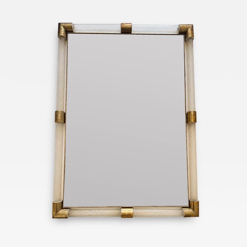  Venini Monumental Italian Venetian Torciglione Torchon Murano Glass Wall Mirror