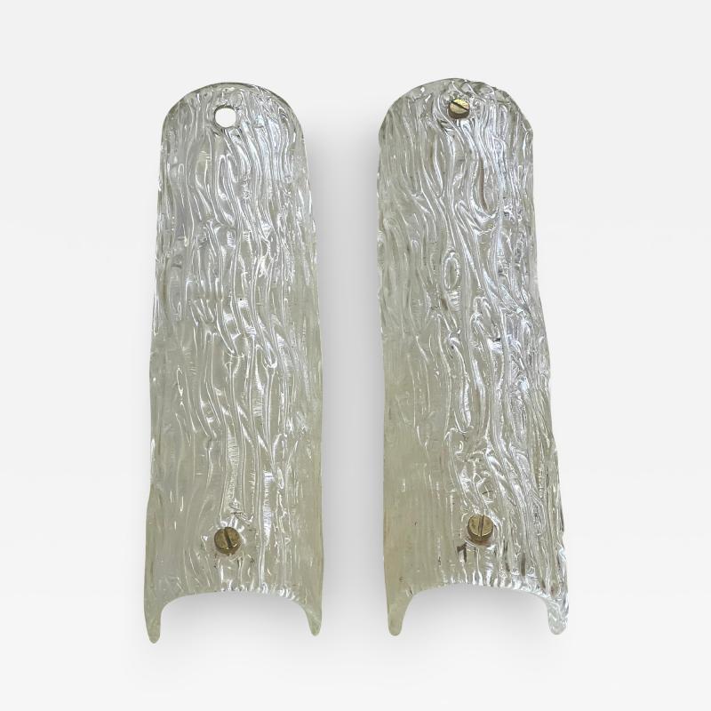  Venini Pair of Large Italian Mid century Murano Glass Bambu Wall Sconces by Venini