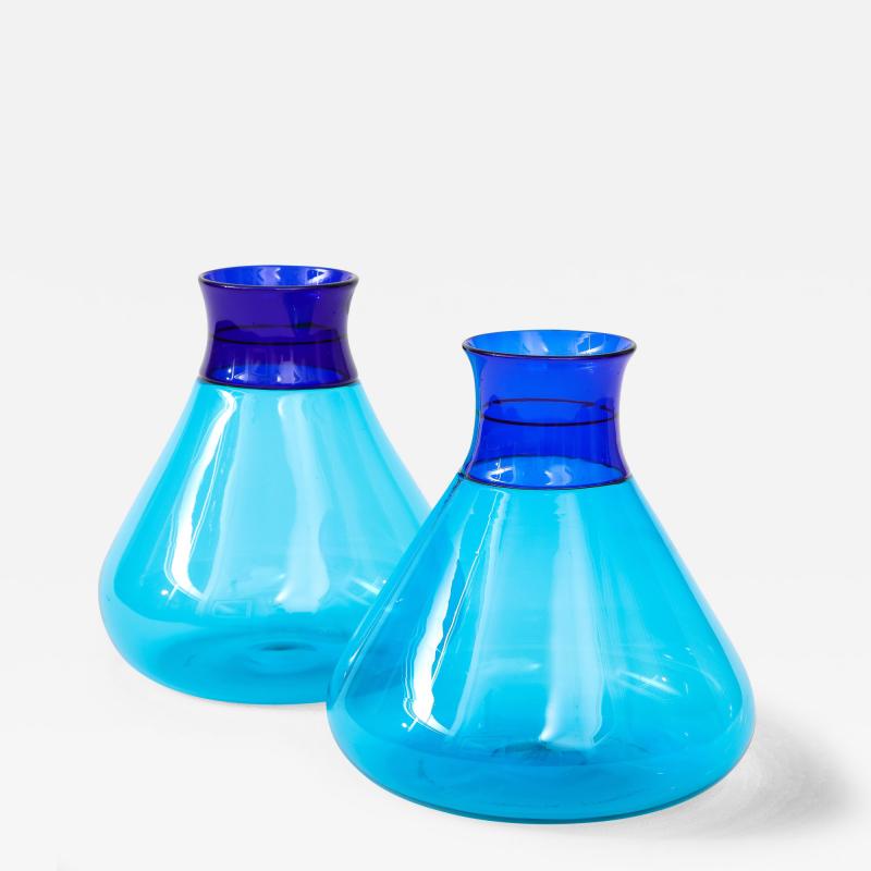 Venini Pair of Two Toned Teardrop Vases