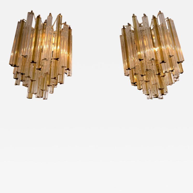  Venini Pair of Venini Trilobo chandeliers Italy c1960