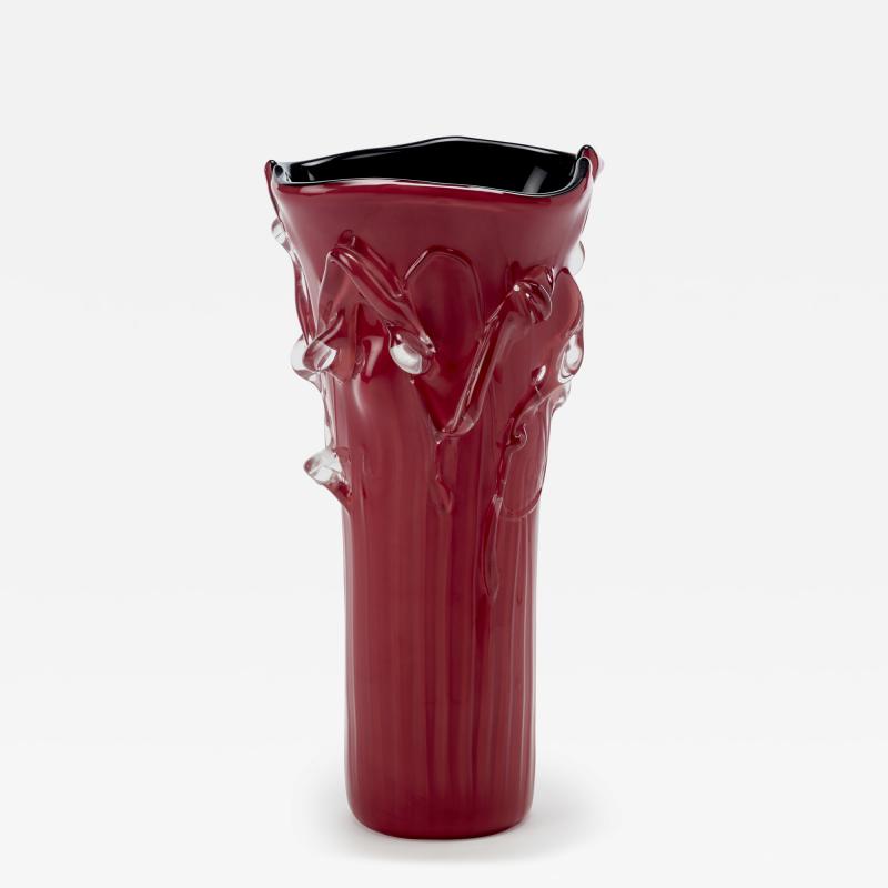  Venini Red Glass Vase in Murano Glass by Toni Zuccheri