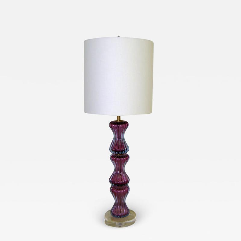  Venini Ribbed Lobe Table Lamp on Lucite Base
