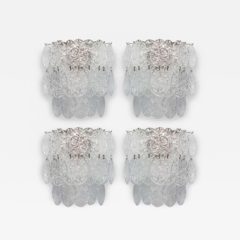  Venini Set of 4 Large Venini Glass Wall Light Sconces Italy 1960s