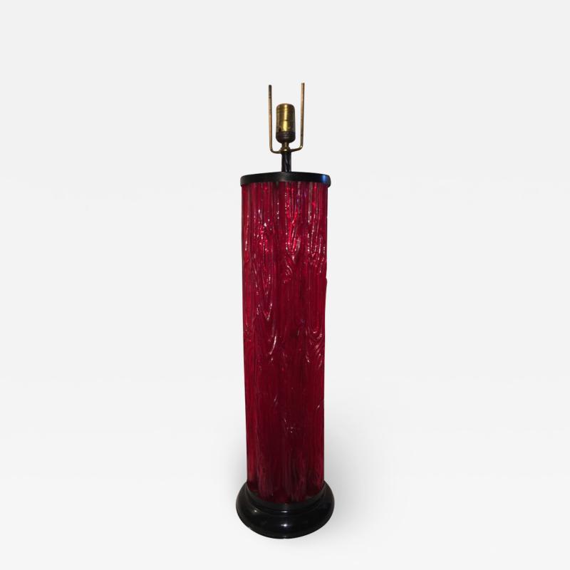  Venini UNUSUAL DRAMATIC RED TRONCHI MURANO GLASS LAMP BY VENINI