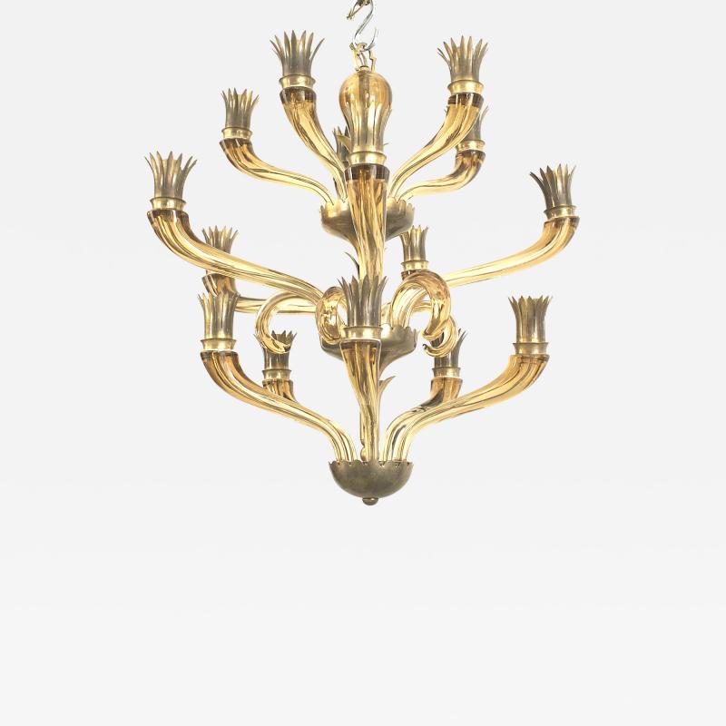  Venini Venini Italian Murano circa 1938 Hand Blown Glass Chandelier