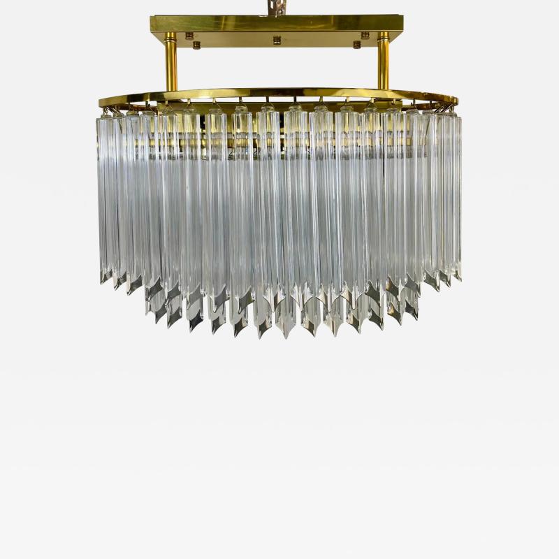  Venini Venini Mid Century Modern Murano Glass and Brass Oval Chandelier 9 Lights