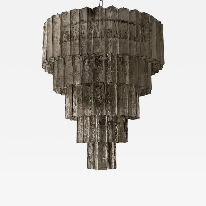  Venini Venini Style Murano Chandelier Contemporary Square Tubes in Dark Fume