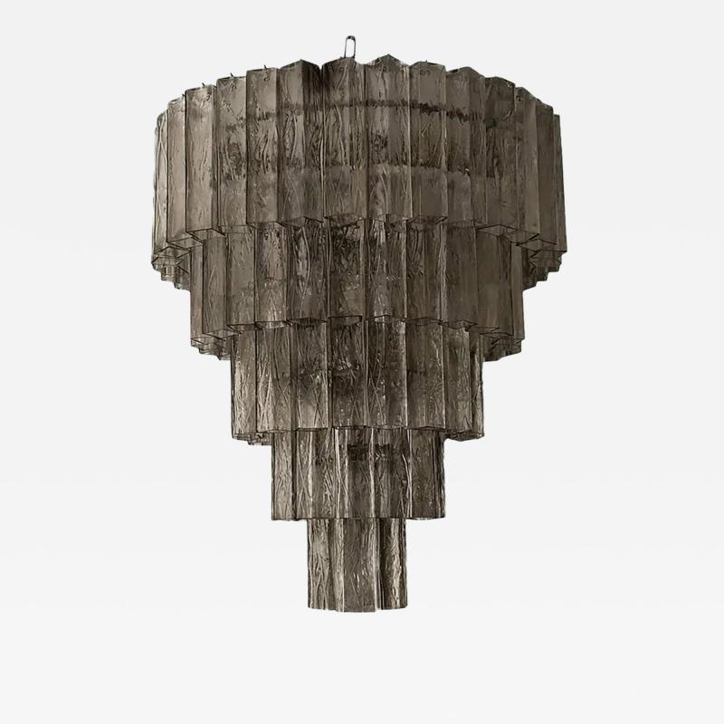  Venini Venini Style Murano Glass Chandelier Contemporary Square Tubes in Dark Fume