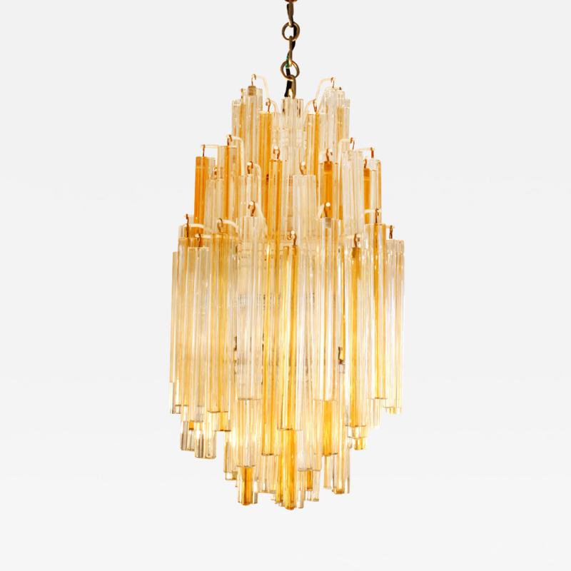  Venini Venini Trilobo Chandelier with Clear and Yellow Glass Rods 1960s