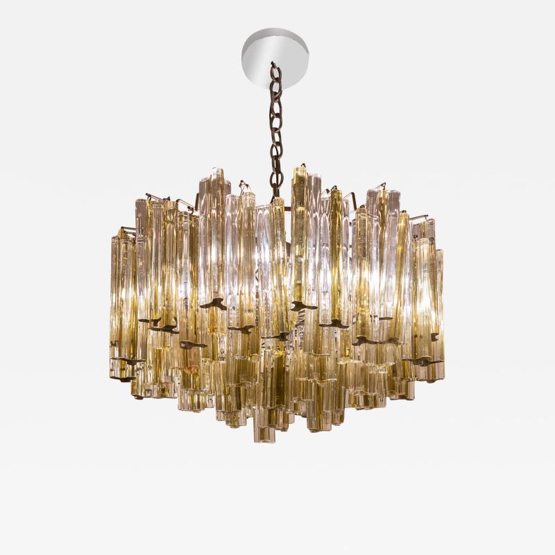  Venini Venini Trilobo Chandelier with Clear and Yellow Glass Rods 1960s