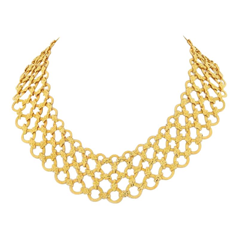  Verdura VERDURA 18K YELLOW GOLD OPENWORK BIB NECKLACE