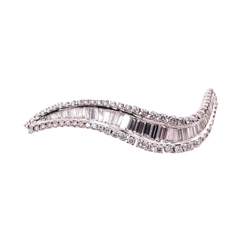  Verdura Verdura Baguette and Round Diamonds Brooch Pin 10 Carat TDW