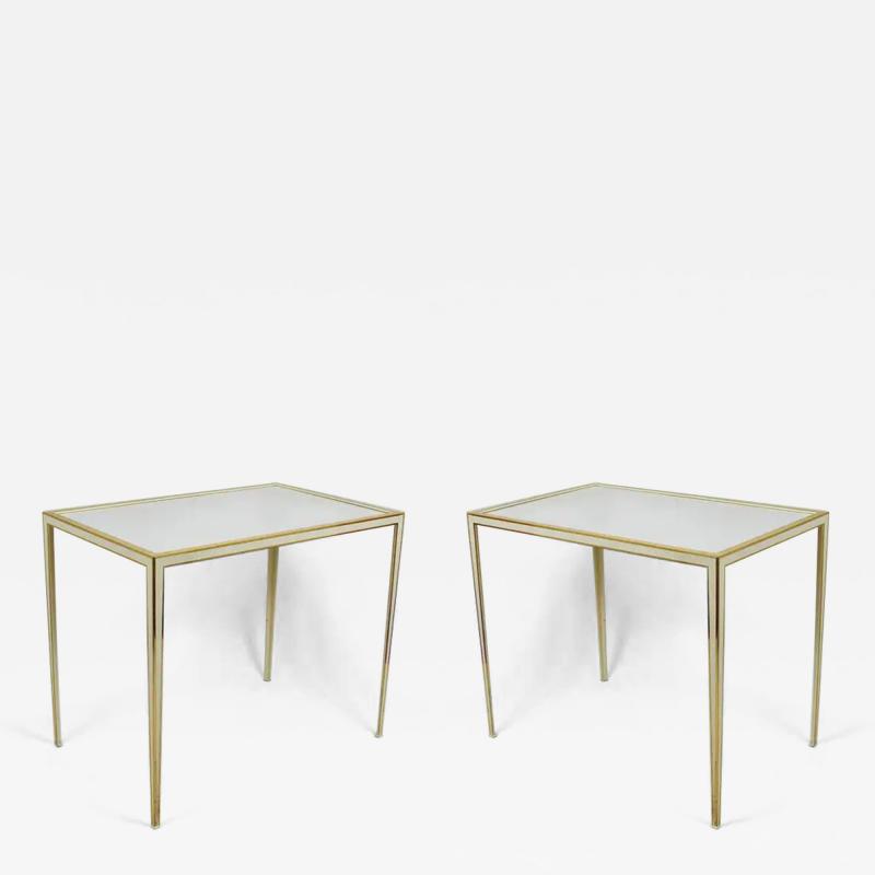  Vereinigte Werkst tten F r Kunst Im Handwerk A Pair of Vereinigte Werkst tten Brass White Mirror Tables Germany 1970s