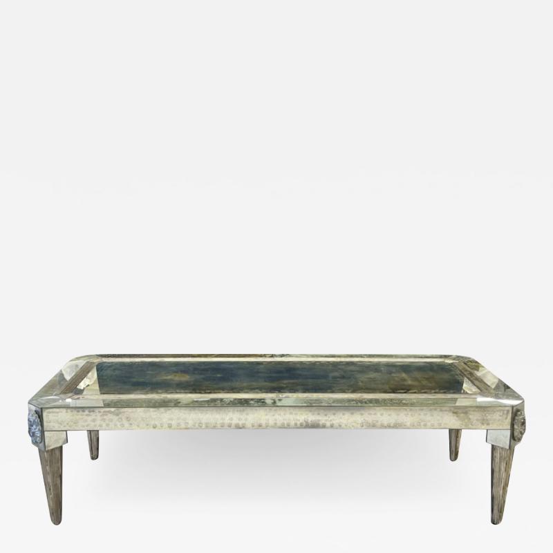  Versace Versace Style Mirrored Cocktail Low or Coffee Table Etched Glass Palatial 