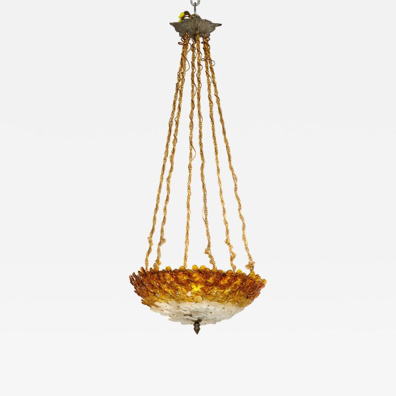  Vetri Murano Vintage Murano Floral Amber Chandelier