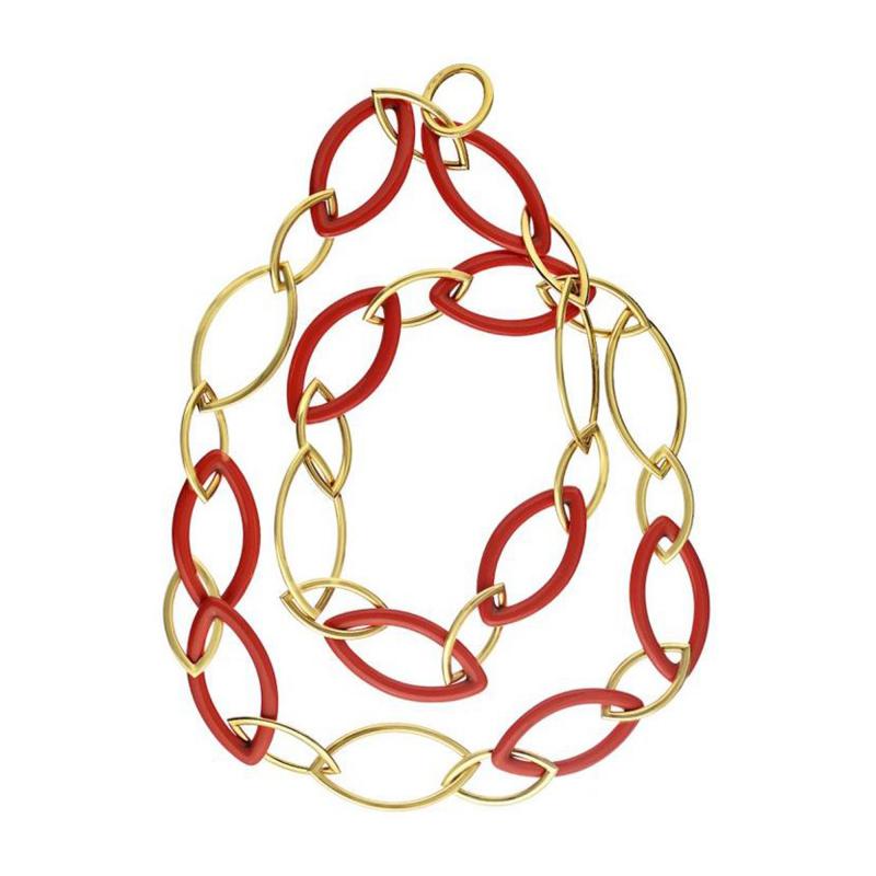  Vhernier VHERNIER 18K YELLOW GOLD RECONSTRUCTED CORAL LINK NECKLACE
