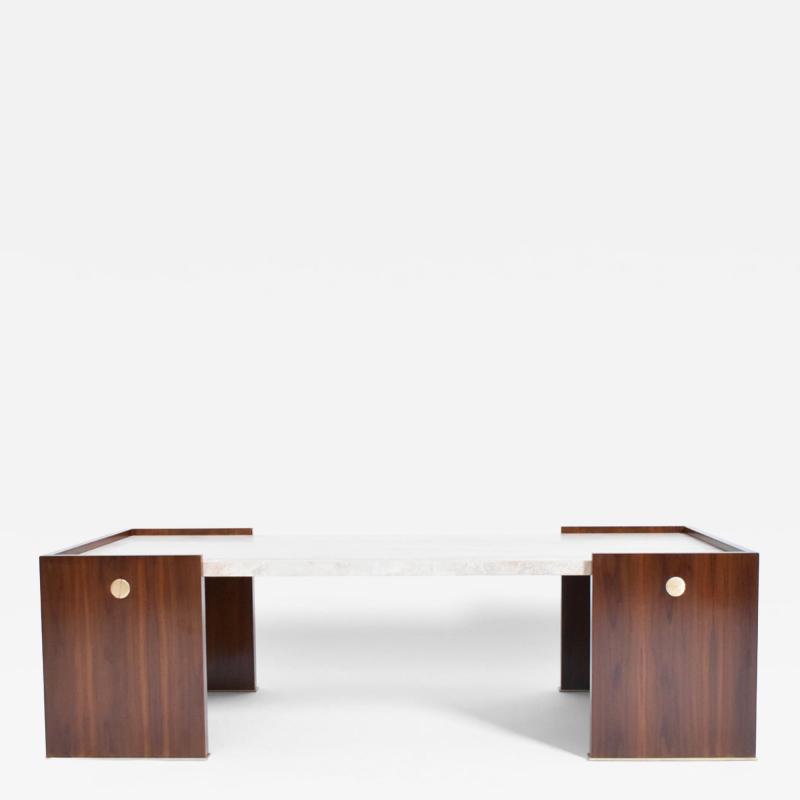  Villandry walnut and travertine coffee table Barracuda Edition 