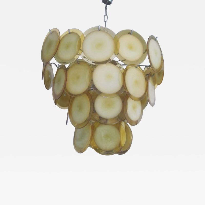  Vistosi Italian Midcentury Murano Venetian Glass Disc Chandelier Pendant by Vistosi