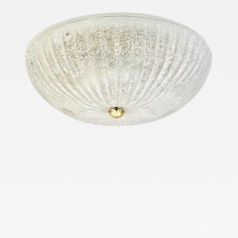  Vistosi Italian Vistosi Reeded Frosted Crystal Clear Murano Glass Flushmount Sconce