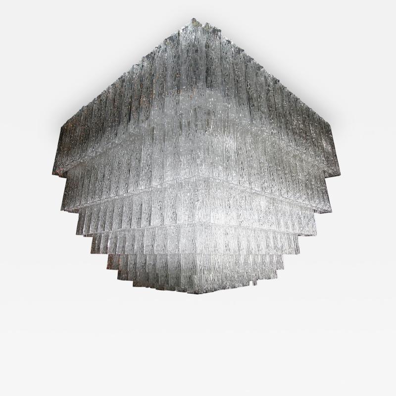  Vistosi Large Square 1960s Murano Glass Vistosi Chandelier