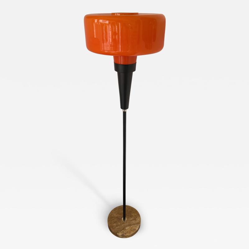  Vistosi Mid Century Modern Floor Lamp Orange Murano Glass glass by Vistosi Italy 1960s