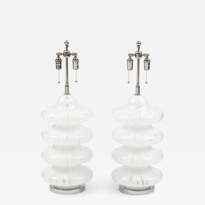  Vistosi Pair of Large Murano Glass Lamps by Vistosi