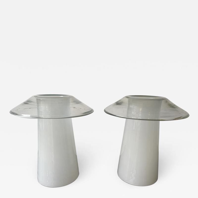  Vistosi Pair of Mushroom Murano Glass Lamps Italy 1970s