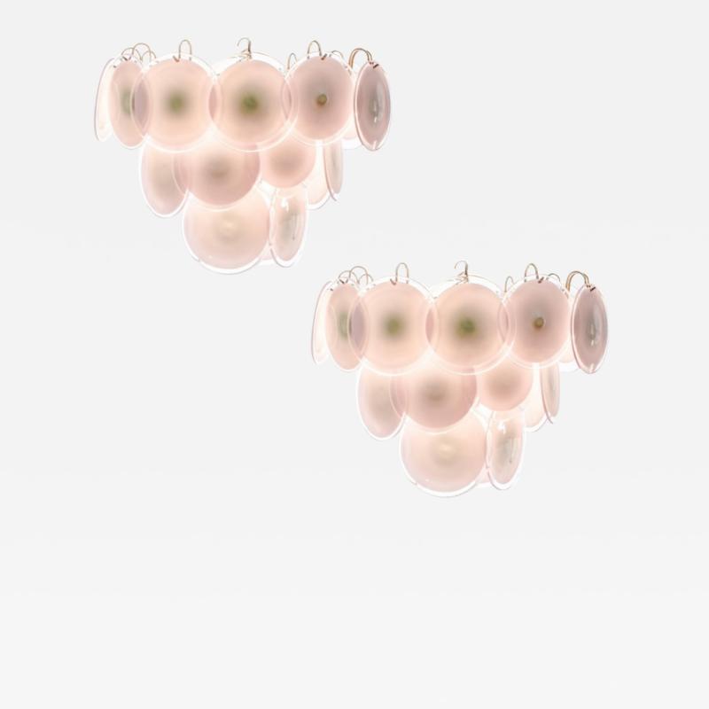  Vistosi Pair of Vistosi Disc Murano Chandelier 1970s