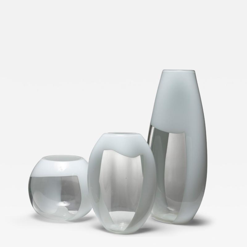  Vistosi Set of Three Glass Vases Manufactured by Vetreria Vistosi