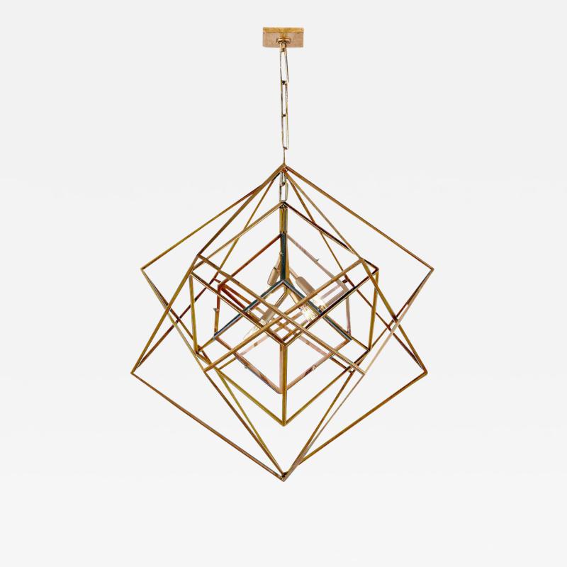  Visual Comfort Company Modern Kelly Wearstler Cubist Gilt Metal Light Fixture Chandelier