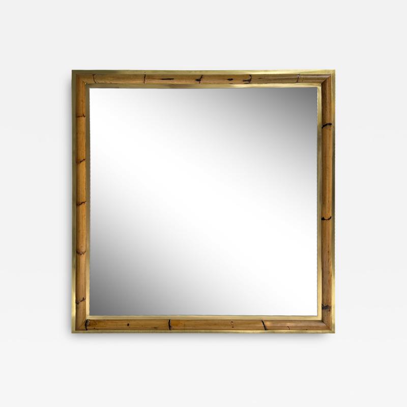  Vivai del Sud Brass and Bamboo Wall Mirror by Vivai Del Sud Italy 1970s