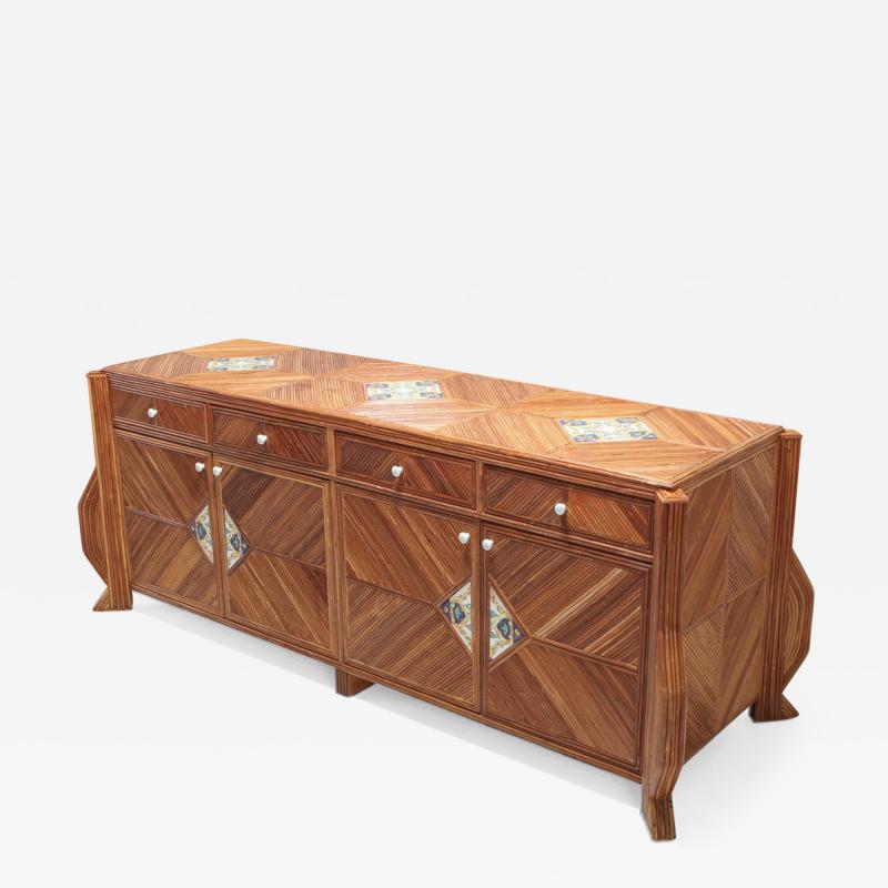  Vivai del Sud Gabriella Crespi Style Double Face Credenza In Bamboo Ceramic by Vivai Del Sud