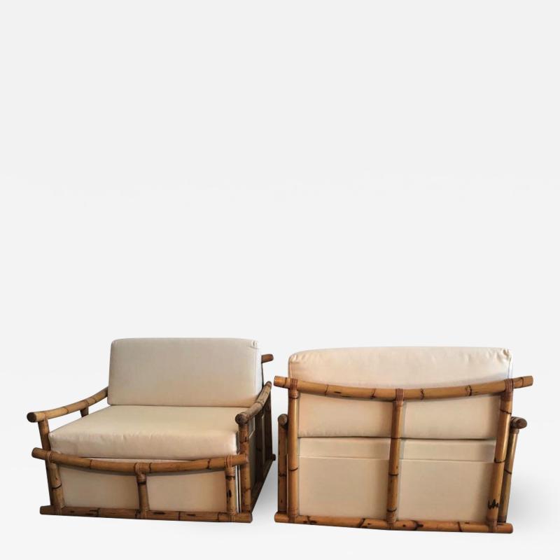  Vivai del Sud Pair of Large Armchairs in Bamboo