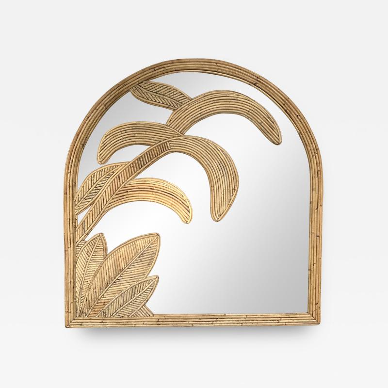  Vivai del Sud Rattan Palm Tree Mirror by Vivai Del Sud Italy 1970s