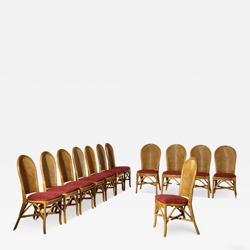  Vivai del Sud Vivai del Sud set of twelve bamboo dining chairs Italy 1970s