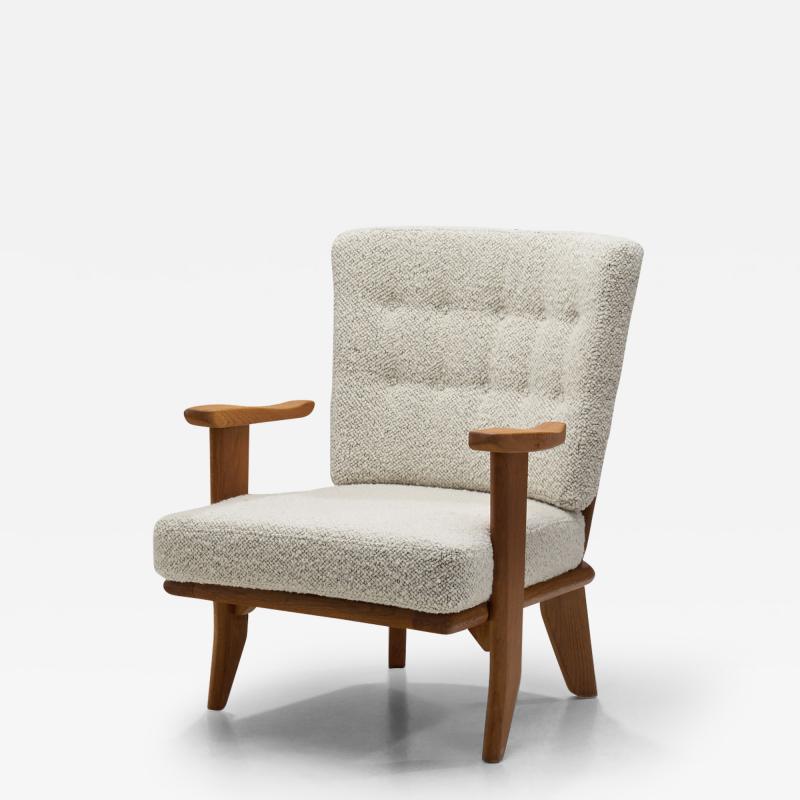  Votre Maison Guillerme et Chambron Oak Lounge Chair with Boucl Cushions for Votre Maison