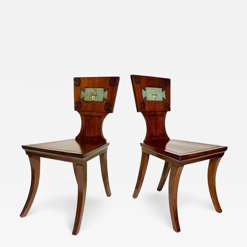  W Marsh and T Tatham Sebright of Beechwood Park Armorial Hall Chairs Pair