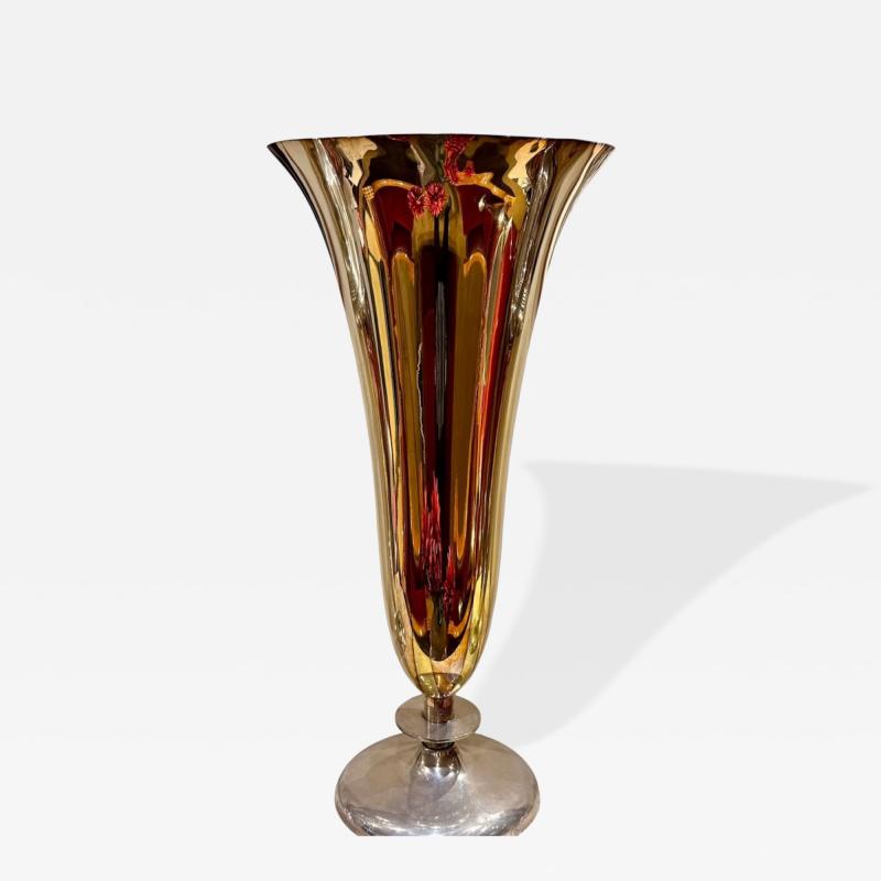  WMF Ikora Large Ikora Vase by WMF Germany Two Tone Silver and Copper Finish