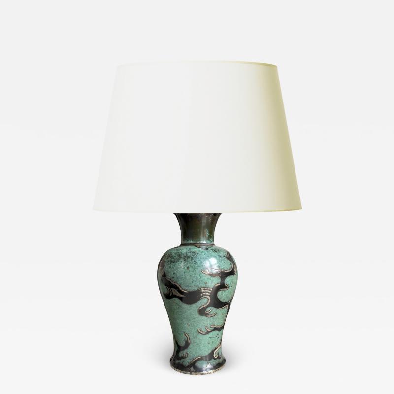  WMF W rttembergische Metallwarenfabrik W M F WMF IKORA Table Lamp with Patinated and Engraved Branch Design