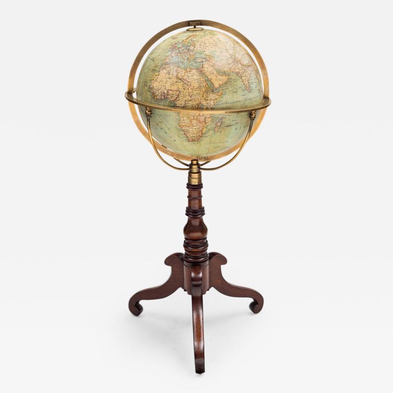  Wagner Debes Lehrm Anst of Leipzig 12 German Terrestrial Globe on Stand Circa 1880