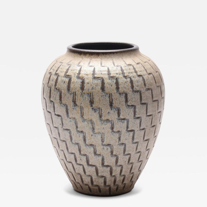  Wall kra AB Large Vase with Stepped Design by Arthur Andersson for Wall kra