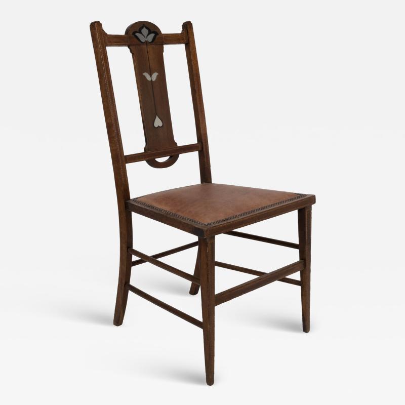  Waring Gillow Arts Crafts Side Chair with Ebony Pewter Inlays Probably Waring Gillow