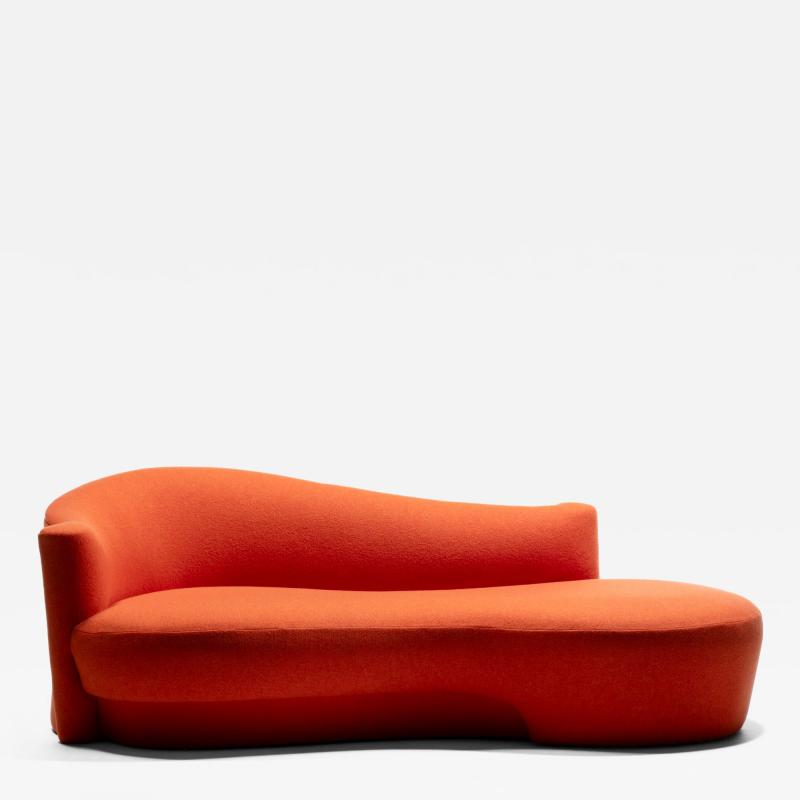 Weiman Weiman Post Modern Sculptural Chaise Lounge Sofa in Tangerine Wool Upholstery