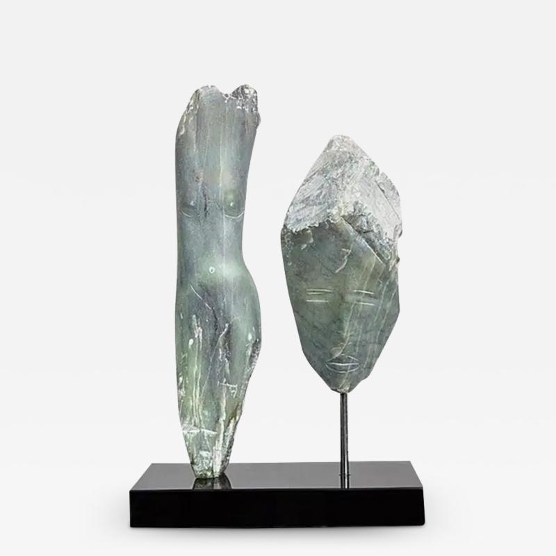 Wendy Hendelman Wendy Hendelman Green Alabaster Head and Torso Sculpture 2019