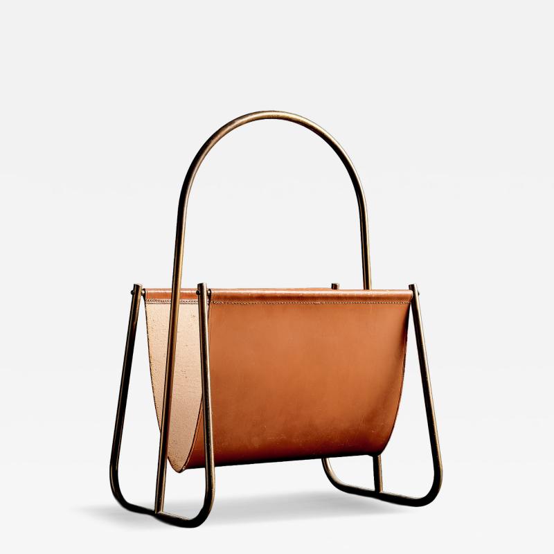  Werkst tte Carl Aub ck Brass and Leather Newspaper Rack by Werkst tte Carl Aub ck