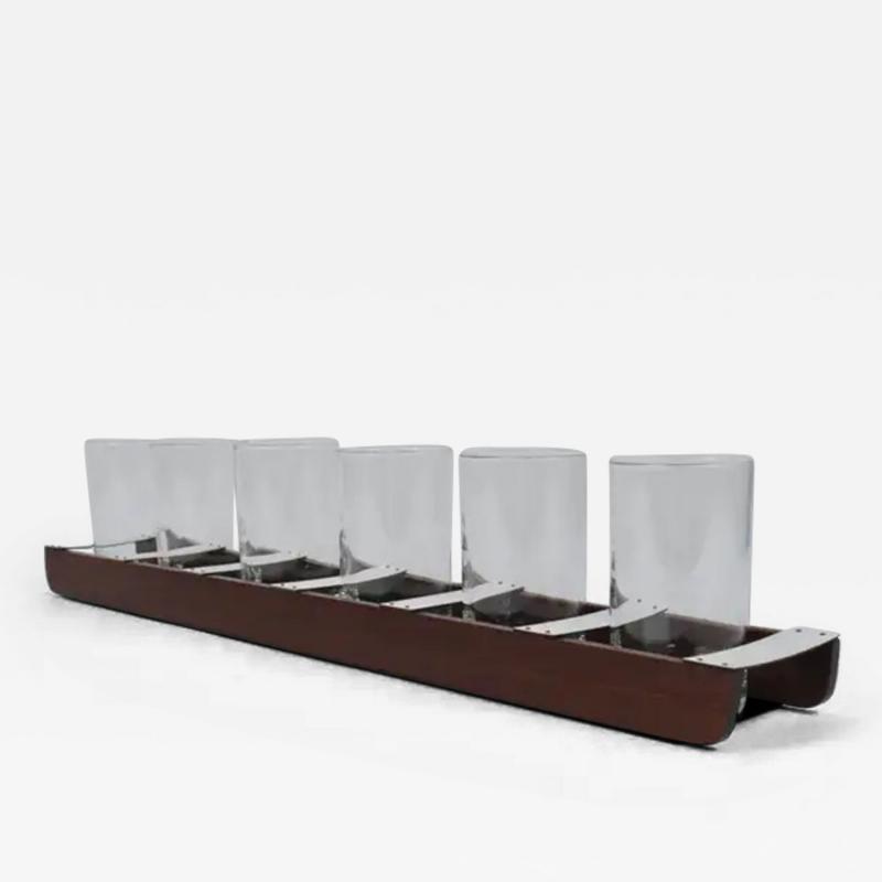  Werkst tte Carl Aub ck Carl Aub ck Drinking Glass Carrying Rack Wood Austria 1960s